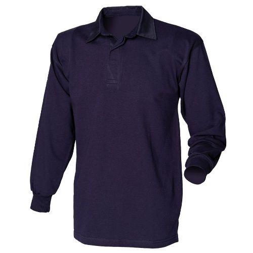 Front Row Long Sleeve Plain Rugby Shirt Navy/Navy